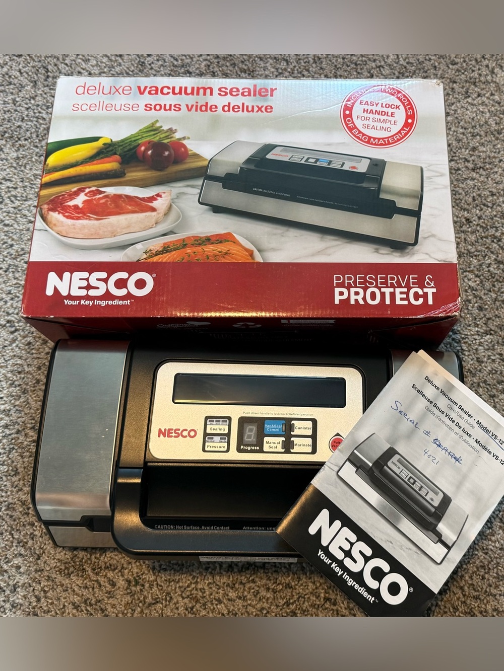 Nesco VS 12 Vacuum Sealer Silver Deluxe Food Preservation Machine VS-12